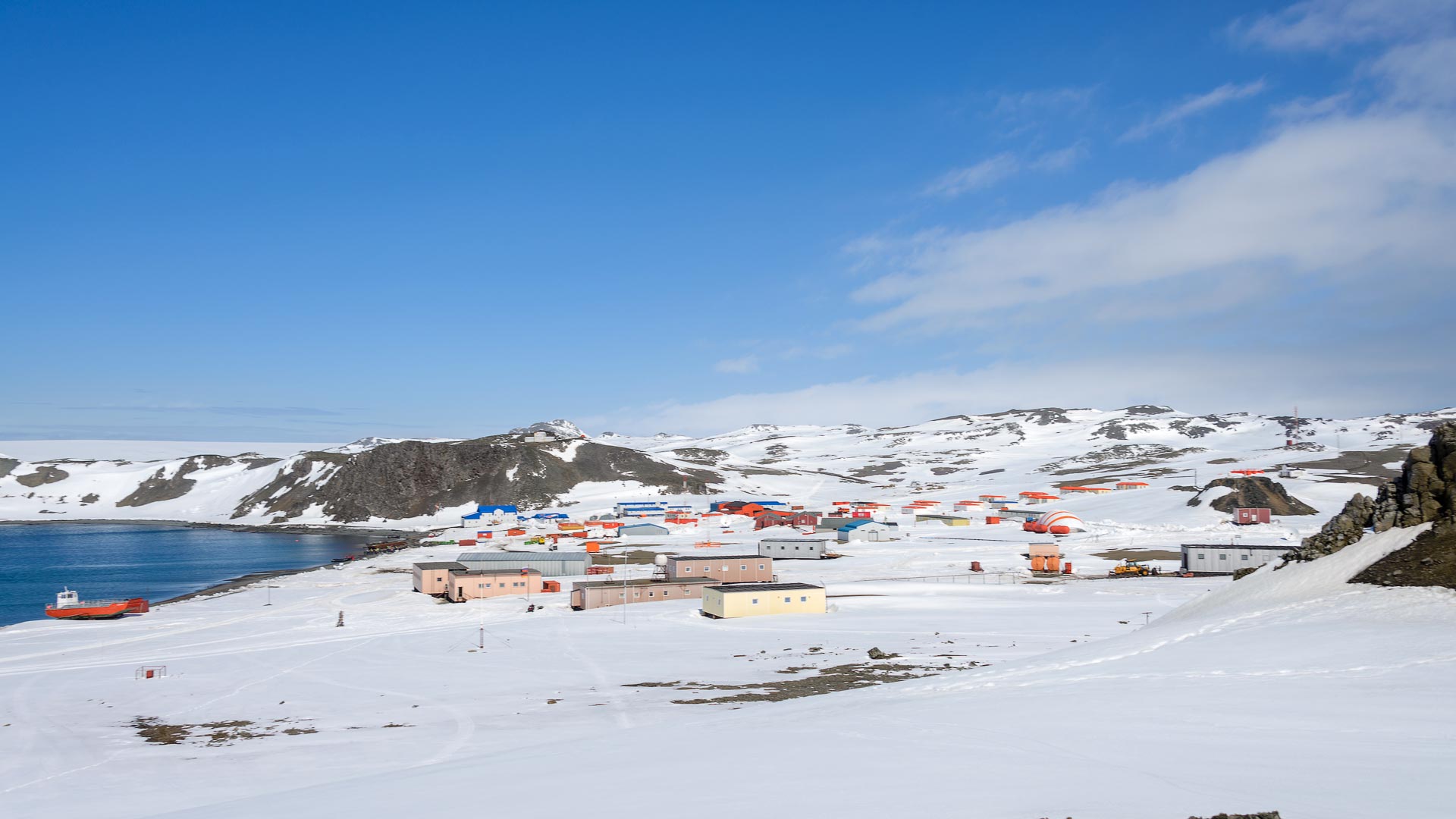 ... which is home to the main airport and several larger research stations.